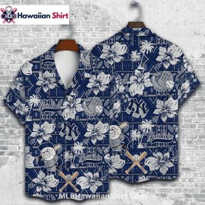 Cartoon Mascot NY Yankees Aloha Shirt With Baseball Icons