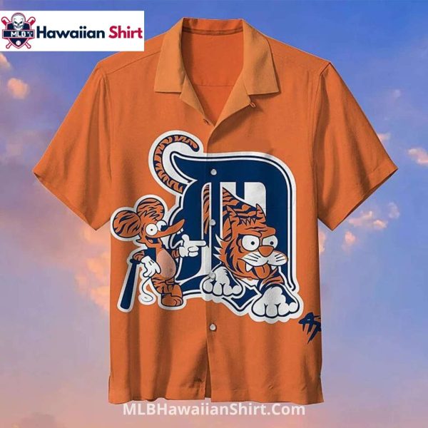 Cartoon Tiger And D Logo Detroit Tigers Hawaiian Shirt