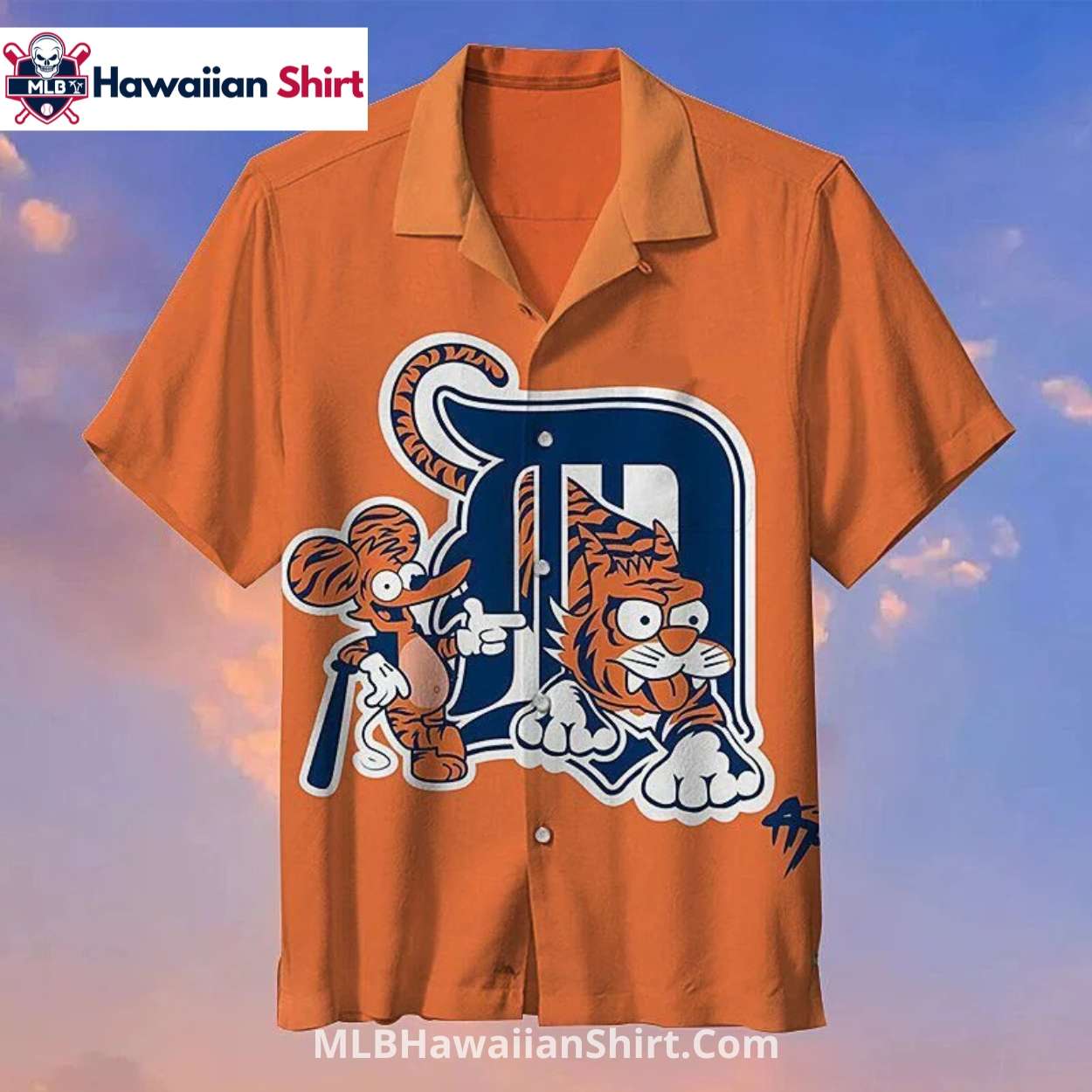 Cartoon Tiger And D Logo Detroit Tigers Hawaiian Shirt Cartoon Tiger And D Logo Detroit Tigers Hawaiian Shirt