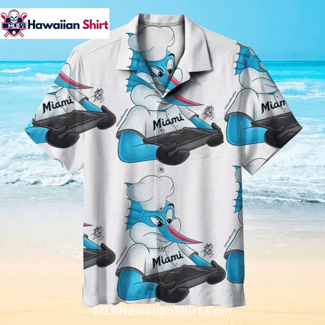 Chef Cartoon Print Marlins Hawaiian Shirt Fun Style Chef Cartoon Print Marlins Hawaiian Shirt Fun Style