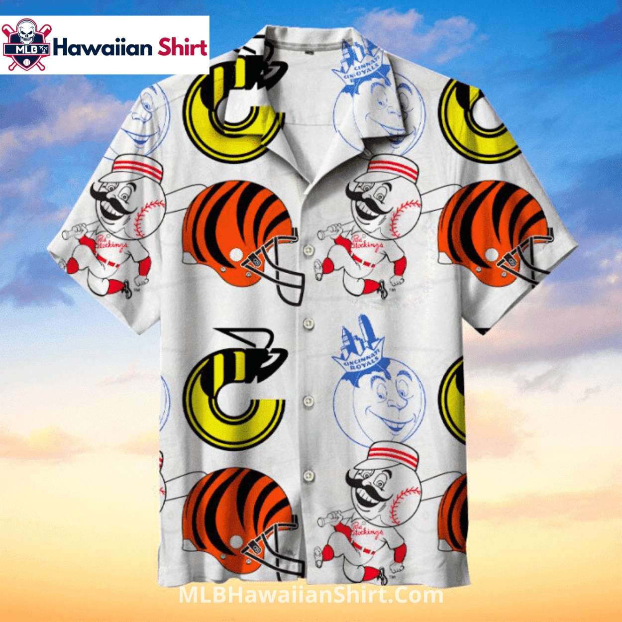 Cincinnati Reds And Bengals Crossover Hawaiian Shirt Cincinnati Reds And Bengals Crossover Hawaiian Shirt