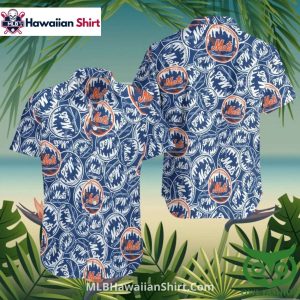 Circle Logo Pattern NY Mets Hawaiian Shirt