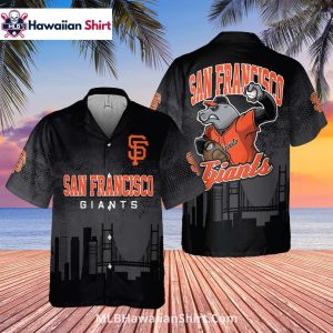 City Skyline SF Giants Hawaiian Shirt With Mascot Design