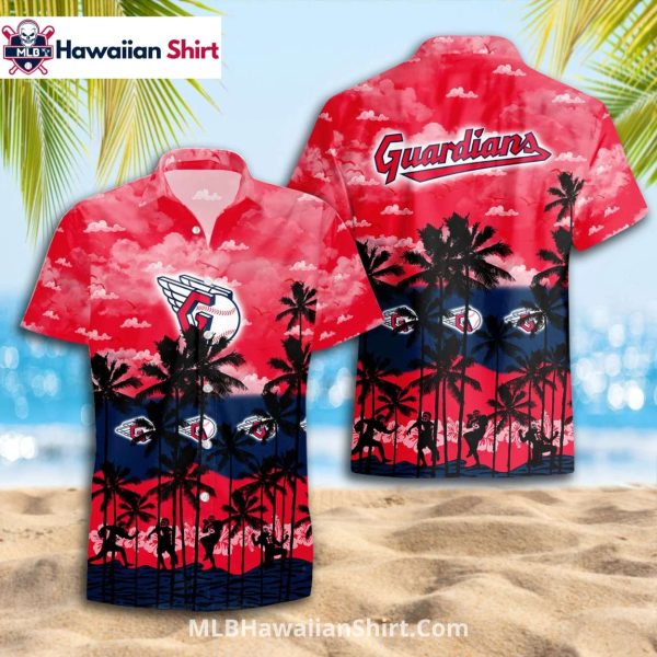 Cloudy Sky Palm Cleveland Guardians Hawaiian Shirt Print