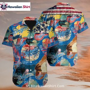 Colorful Vintage Baseball LA Dodgers Aloha Shirt