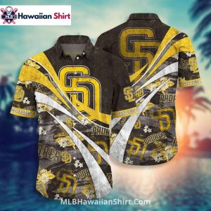 Curved Stripe Floral San Diego Padres Hawaiian Aloha Shirt