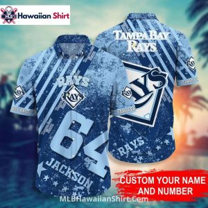 Custom Name And Number Tampa Bay Rays Hawaiian Shirt Blue