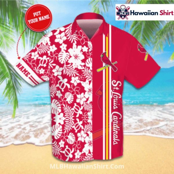 Custom Name Floral Red St. Louis Cardinals Aloha Shirt