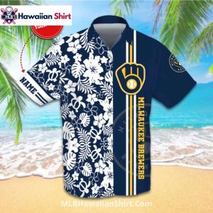 Custom Name Milwaukee Brewers Aloha Shirt Half Floral