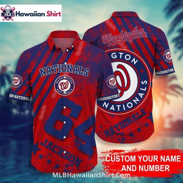 Custom Name Number Nationals Hawaiian Shirt Red