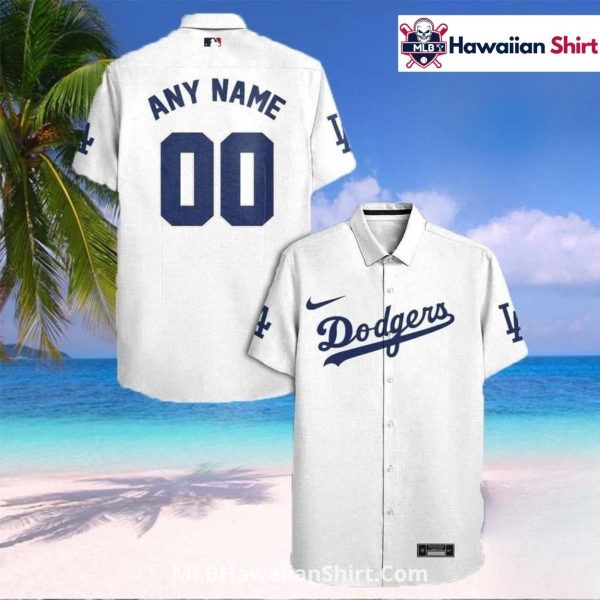 Custom White Jersey Style LA Dodgers Aloha Shirt