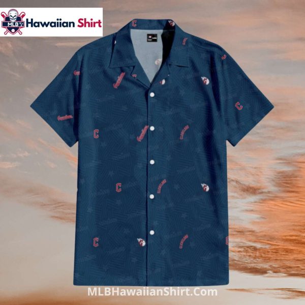 Dark Geometric Cleveland Guardians Hawaiian Shirt Pattern