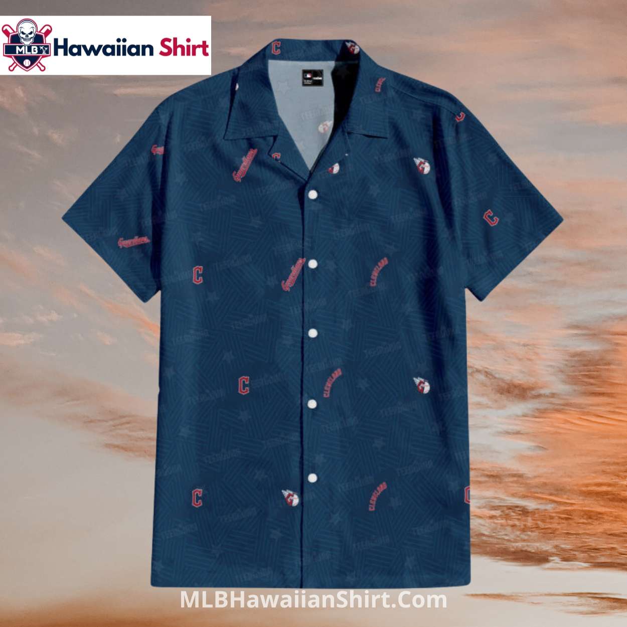 Dark Geometric Cleveland Guardians Hawaiian Shirt Pattern Dark Geometric Cleveland Guardians Hawaiian Shirt Pattern