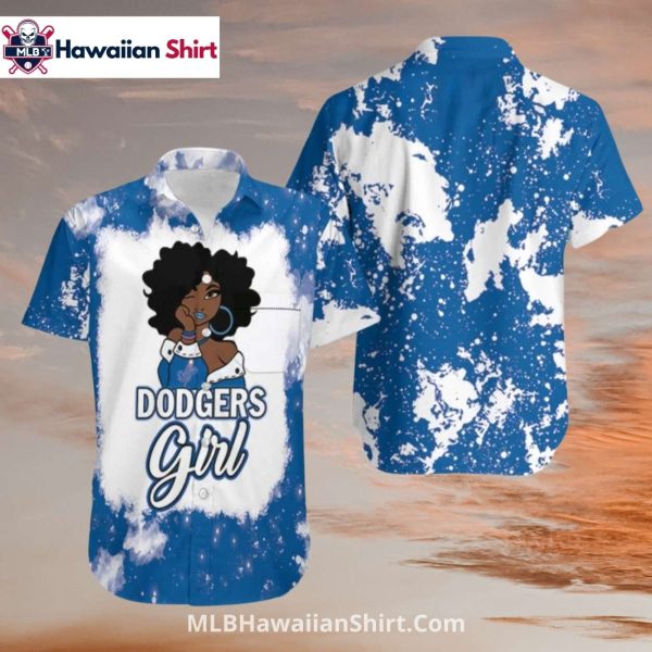 Dodgers Girl LA Dodgers Hawaiian Shirt With Blue Paint Splash