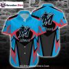 Black And White Leaf Pattern Miami Marlins Aloha Shirt