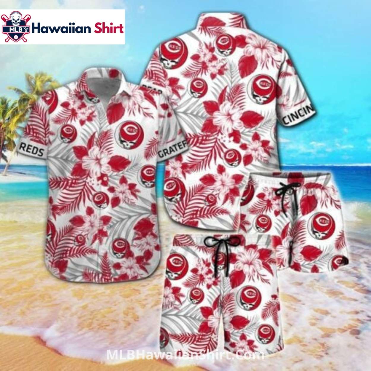 Floral And Logo Print Cincinnati Reds Aloha Shirt Floral And Logo Print Cincinnati Reds Aloha Shirt