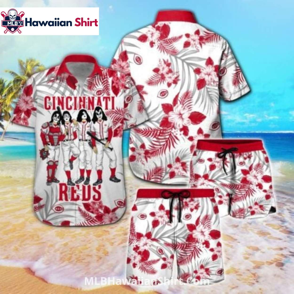Floral Shorts Set Cincinnati Reds Aloha Shirt For Summer Fans Floral Shorts Set Cincinnati Reds Aloha Shirt For Summer Fans