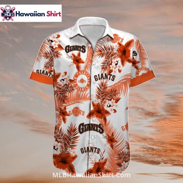 Floral Tropic SF Giants Hawaiian Shirt In White And Orange