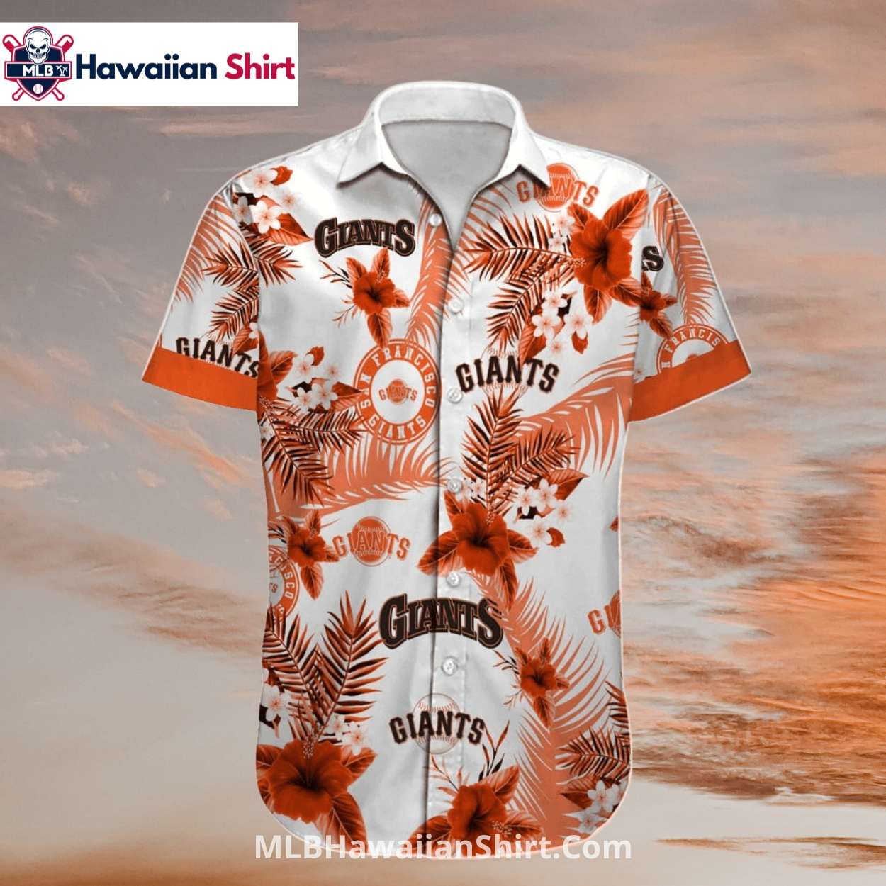 Floral Tropic SF Giants Hawaiian Shirt In White And Orange Floral Tropic SF Giants Hawaiian Shirt In White And Orange