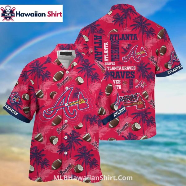 Football Coconut Palm Braves Hawaiian Shirt Red Edition