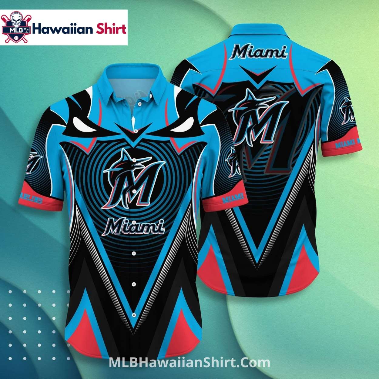 Futuristic Pattern Marlins Hawaiian Shirt Cool Blue Futuristic Pattern Marlins Hawaiian Shirt Cool Blue