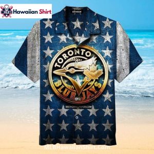 Golden Badge On Stars Toronto Blue Jays Aloha Shirt
