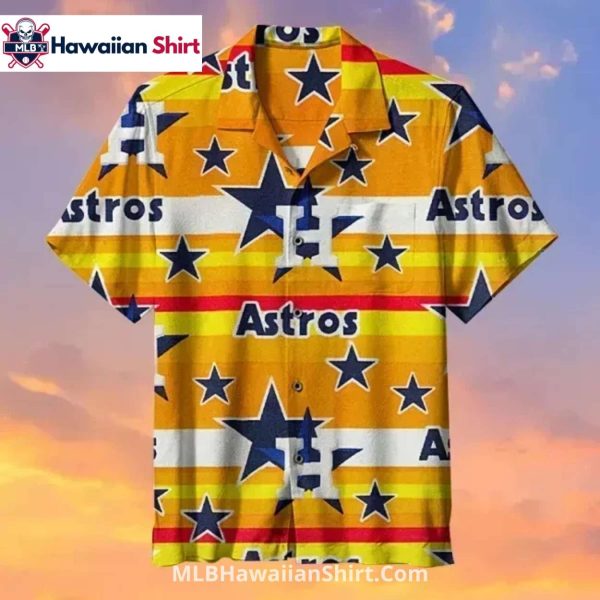 Golden Star Pattern Houston Astros Aloha Shirt Bold