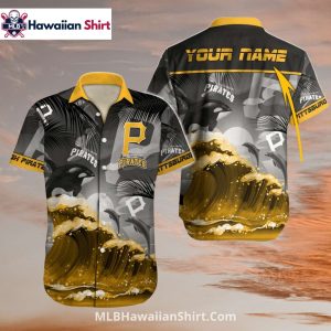 Golden Wave And Dolphins Pittsburgh Pirates Hawaiian Shirt