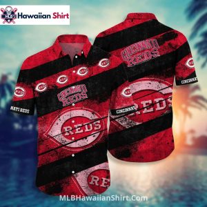 Grunge Stripe Cincinnati Reds Hawaiian Shirt Bold Red