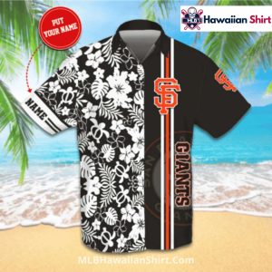 Half Floral Half Stripe SF Giants Hawaiian Shirt