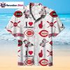 Oversized Mascot Cincinnati Reds Aloha Shirt Wood Print