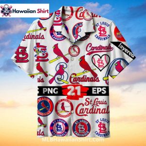 Iconic Pattern Graphic St. Louis Cardinals Aloha Shirt