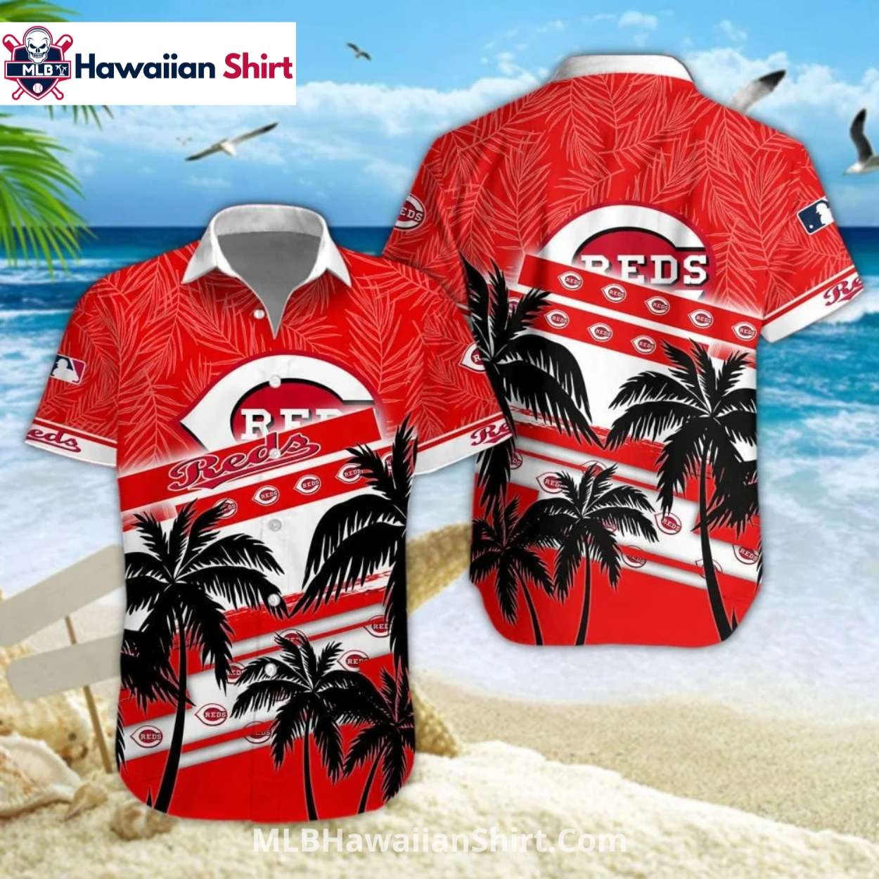 Island Palms Cincinnati Reds Aloha Shirt Beach Style Island Palms Cincinnati Reds Aloha Shirt Beach Style