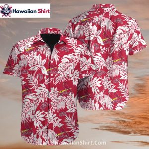 Leafy Red And White St. Louis Cardinals Aloha Shirt Style