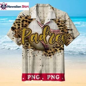 Leopard Baseball Splash San Diego Padres Aloha Shirt