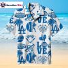 Navy Blue Pennant Pattern Los Angeles Dodgers Aloha Shirt