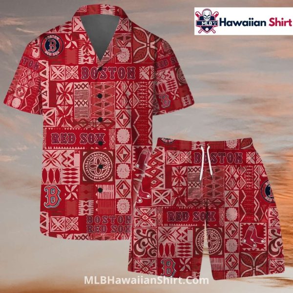 MLB Tribal Pattern Boston Red Sox Aloha Shirt