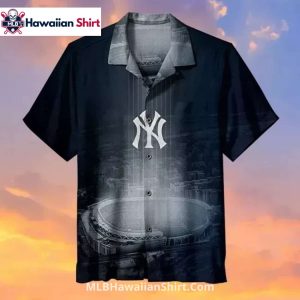 Monochrome NY Yankees Aloha Shirt With Stadium Background