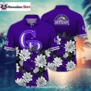 Neon Logo And Flowers Colorado Rockies Aloha Shirt