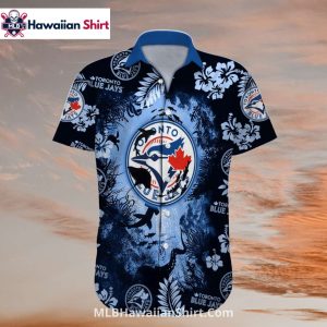 Ocean Reef And Shark Scene Toronto Blue Jays Aloha Shirt