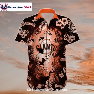 Ocean Shark Print San Francisco Giants Aloha Shirt Style
