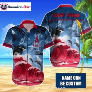 Ocean Wave Custom Los Angeles Angels Hawaiian Shirt Design