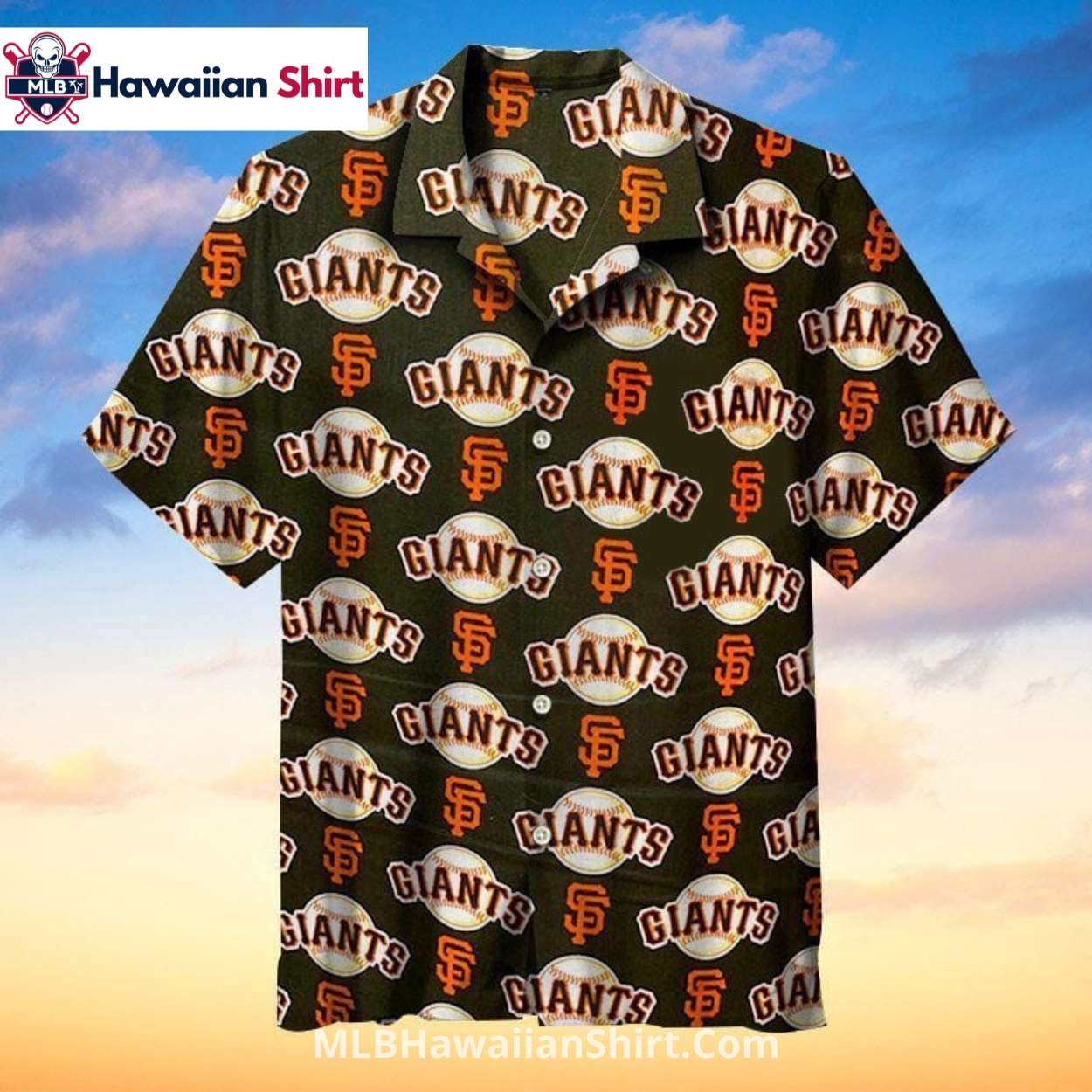 Olive Background SF Giants Hawaiian Shirt Classic Print Olive Background SF Giants Hawaiian Shirt Classic Print