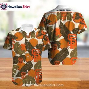 Orange Citrus Leaf San Francisco Giants Aloha Shirt