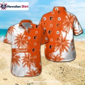 Orange Fade Palm Tree Orioles Hawaiian Shirt