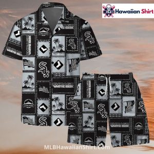Palm Grid Patchwork Chicago White Sox Aloha Shirt Set