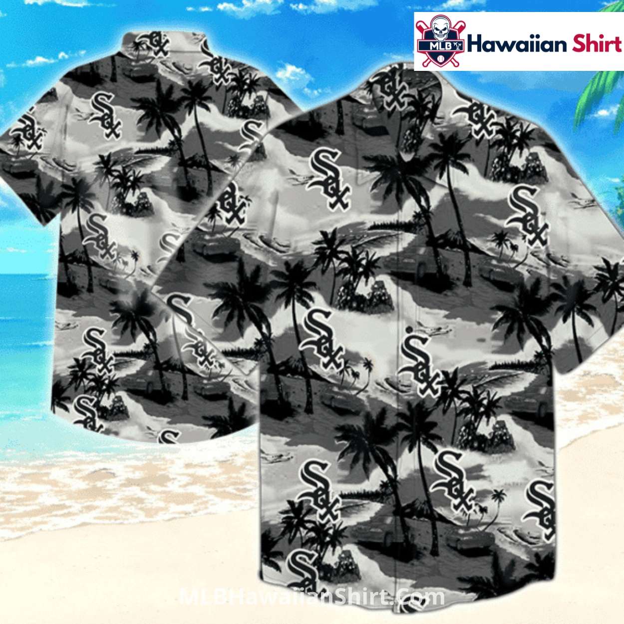 Palm Island Chicago White Sox Aloha Shirt In Monochrome Palm Island Chicago White Sox Aloha Shirt In Monochrome