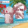 Palm Tree Sunset Red Sox Hawaiian Shirt In Black And Red