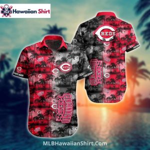 Palm Sunset Cincinnati Reds Hawaiian Shirt Gradient Style