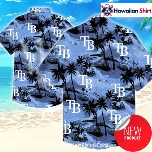 Palm Sunset Scene Tampa Bay Rays Aloha Shirt Coastal Look